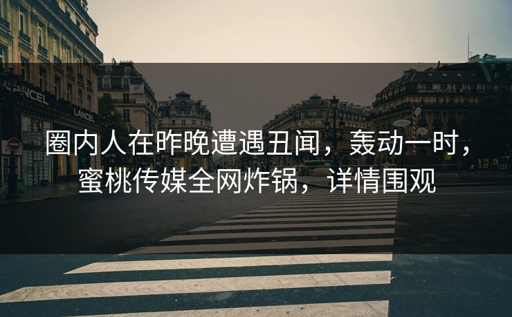 圈内人在昨晚遭遇丑闻，轰动一时，蜜桃传媒全网炸锅，详情围观