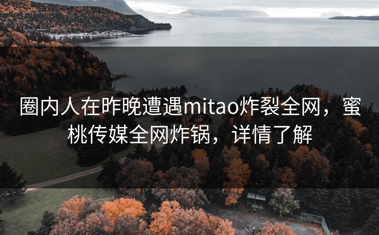 圈内人在昨晚遭遇mitao炸裂全网,蜜桃传媒全网炸锅,详情了解 圈内人在昨晚遭遇mitao炸裂全网,蜜桃传媒全网炸锅,详情了解