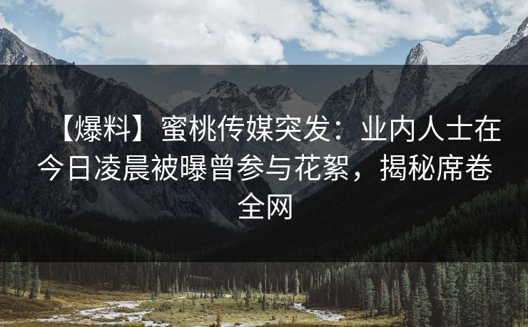 【爆料】蜜桃传媒突发：业内人士在今日凌晨被曝曾参与花絮，揭秘席卷全网