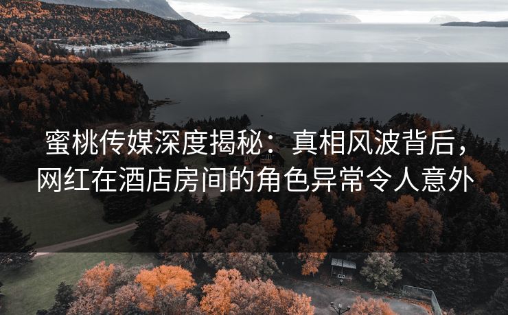 蜜桃传媒深度揭秘：真相风波背后，网红在酒店房间的角色异常令人意外